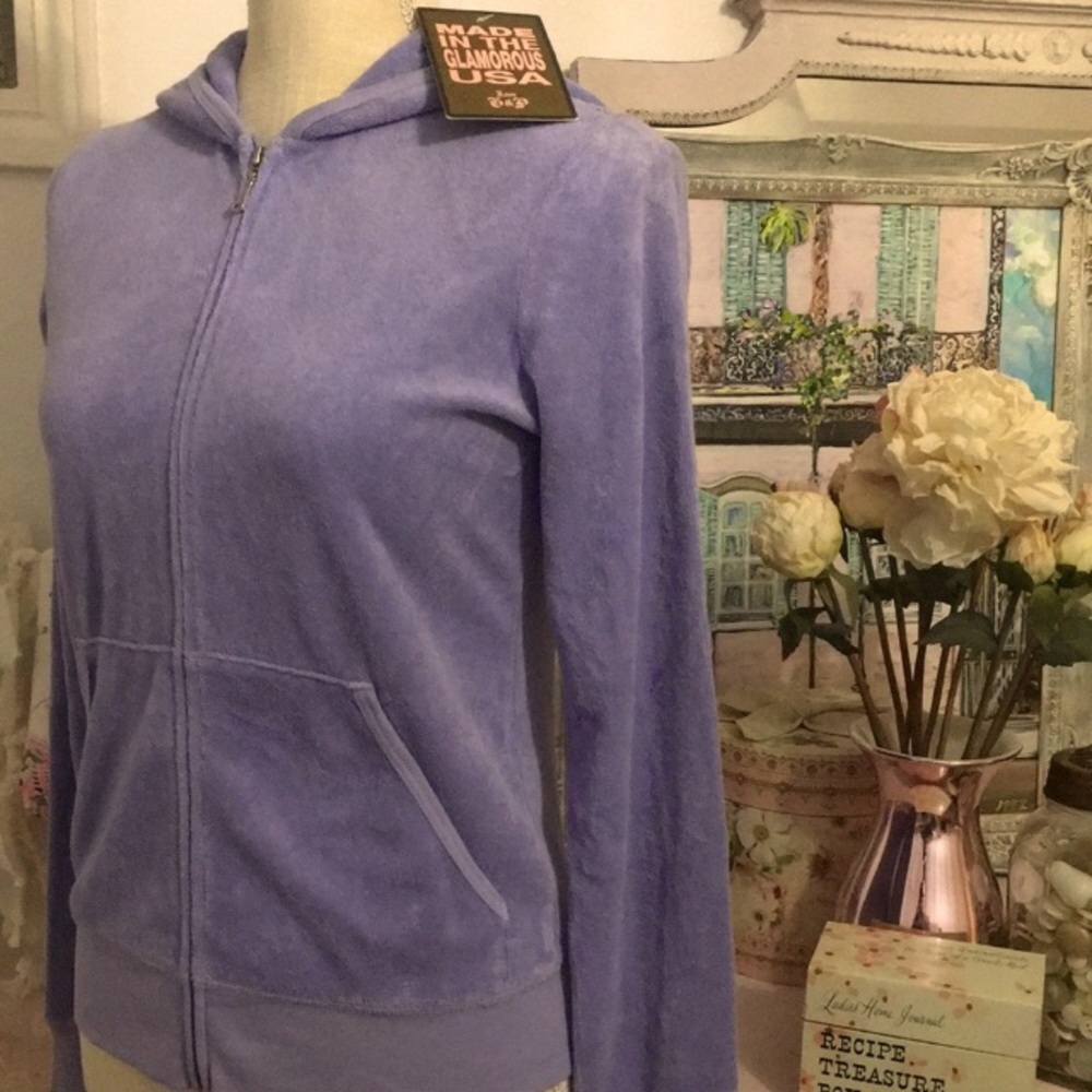 ASO NWT Y2K✨Juicy Couture Vintage👑 Terry Lavender Zip-Up Hoodie Size M USA